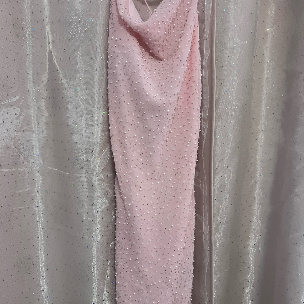 Elegant Pink Beaded Gown